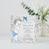 Sweet Baby Boy Blauw en grijs Baby shower Kaart (Staand voorkant)