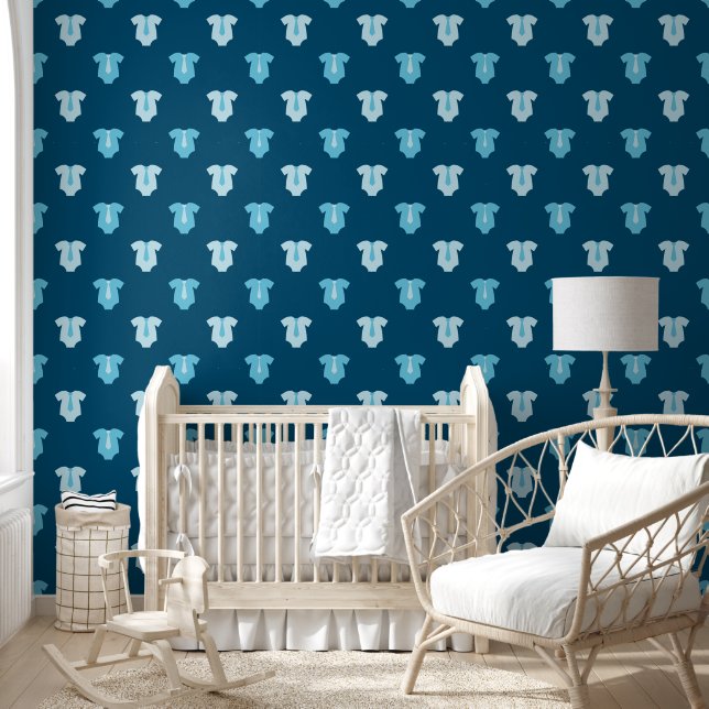 Sweet Baby Boy Blauw Mode Donkerblauw Kwekerij Behang (Kinderen)