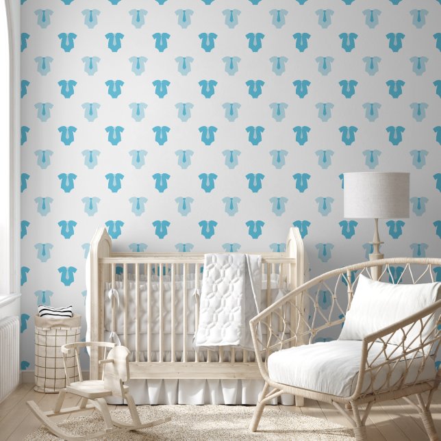Sweet Baby Boy Blauw Mode Patroon Kwekerij Behang (Kinderen)
