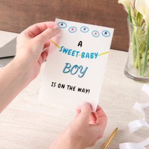 Sweet Baby Boy Blue Baby shower Vellum Uitnodigingen
