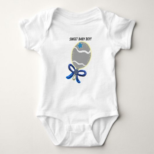Sweet Baby Boy Blue Bow Rattle T-shirt (Voorkant)