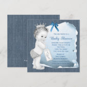 Sweet Baby Boy Blue Denim Baby shower Kaart (Voorkant / Achterkant)