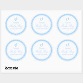 Sweet Baby Boy Blue Footprints Baby shower Ronde Sticker (Vel)