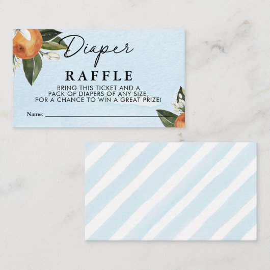Sweet Baby Boy Clementine Boy Diaper Raffle Notitiekaartje (Voorkant / Achterkant)