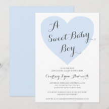 Sweet Baby Boy Cute Pastel Blue Heart Baby shower