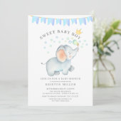 Sweet Baby Boy Elephant Baby shower Kaart (Staand voorkant)