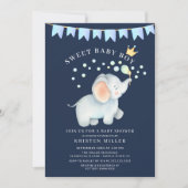 Sweet Baby Boy Elephant Baby shower Kaart (Voorkant)