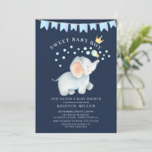 Sweet Baby Boy Elephant Baby shower Kaart (Staand voorkant)