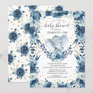 Sweet Baby Boy Elephant Baby shower Kaart