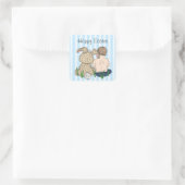 Sweet Baby Boy en Paasbroodrooster Vierkante Sticker (Tas)