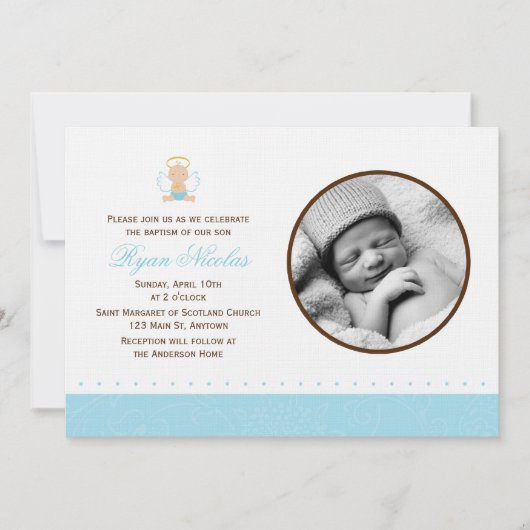 Sweet Baby Boy Foto Baptisme Kaart (Voorkant)