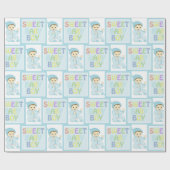 Sweet Baby Boy in Blauw Baby shower Schattige Past Cadeaupapier (Vlak)