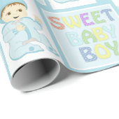 Sweet Baby Boy in Blauw Baby shower Schattige Past Cadeaupapier (Rol Hoek)
