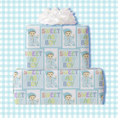 Sweet Baby Boy in Blauw Baby shower Schattige Past Cadeaupapier