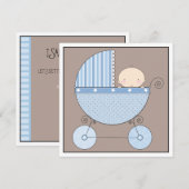 Sweet Baby Boy in Carriage Invitation Baby shower Kaart (Voorkant / Achterkant)