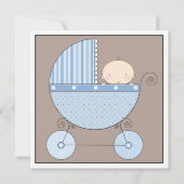 Sweet Baby Boy in Carriage Invitation Baby shower Kaart (Voorkant)