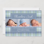 Sweet Baby Boy Plaid Baby Geboorte Aankondiging (Voorkant)