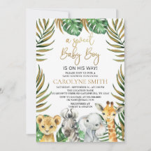 Sweet Baby Boy Safari Oerwoud Animals Baby shower