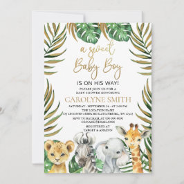 Sweet Baby Boy Safari Oerwoud Animals Baby shower Kaart