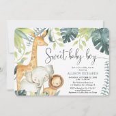 Sweet baby boy safari oerwoud dieren baby shower kaart (Voorkant)