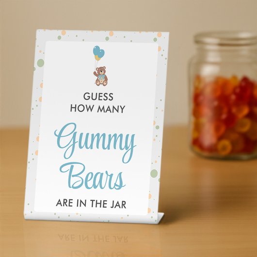 Sweet Baby Boy Shower Gummy Beer Guessing spel Reclamebord Met Voetstuk