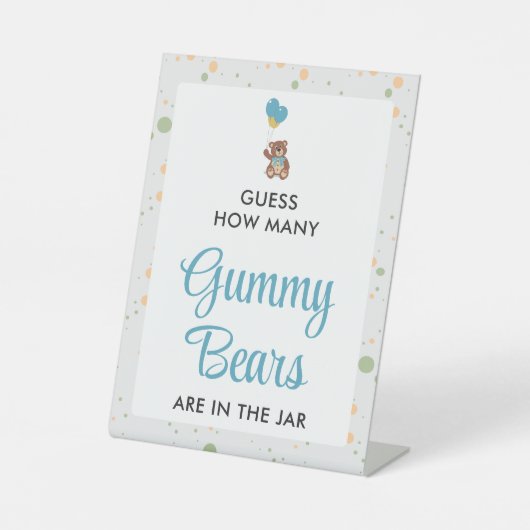 Sweet Baby Boy Shower Gummy Beer Guessing spel Reclamebord Met Voetstuk (Voorkant)