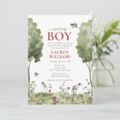 Sweet Baby Boy Wildflower Strawberry Baby shower Kaart (Staand voorkant)