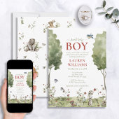 Sweet Baby Boy Wildflower Strawberry Baby shower Kaart