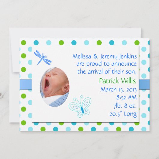 Sweet Baby Boy's geboorte aankondiging (Voorkant)