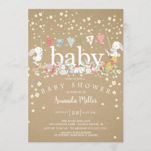 Sweet Baby Bunnies Neutraal Baby shower Kaart