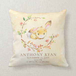 Sweet Baby Bunny Baby Birth Stats Pillow Kussen