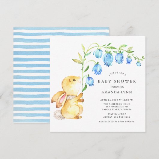 Sweet Baby Bunny Baby shower Invitation Kaart (Voorkant / Achterkant)