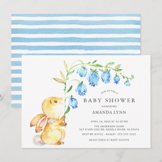 Sweet Baby Bunny Baby shower Invitation Kaart (Voorkant / Achterkant)