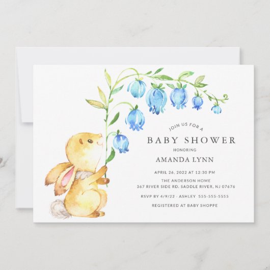 Sweet Baby Bunny Baby shower Invitation Kaart (Voorkant)