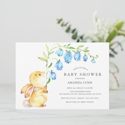Sweet Baby Bunny Baby shower Invitation Kaart (Staand voorkant)