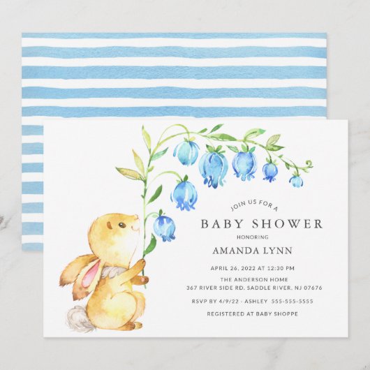 Sweet Baby Bunny Baby shower Invitation Kaart (Voorkant / Achterkant)