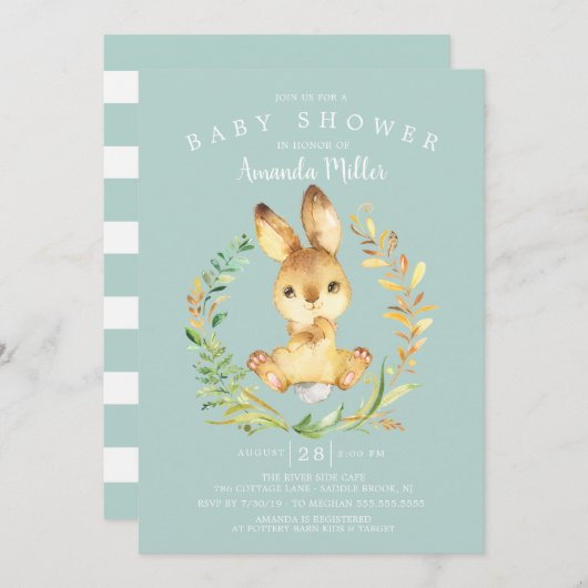 Sweet Baby Bunny Baby shower Kaart (Voorkant / Achterkant)