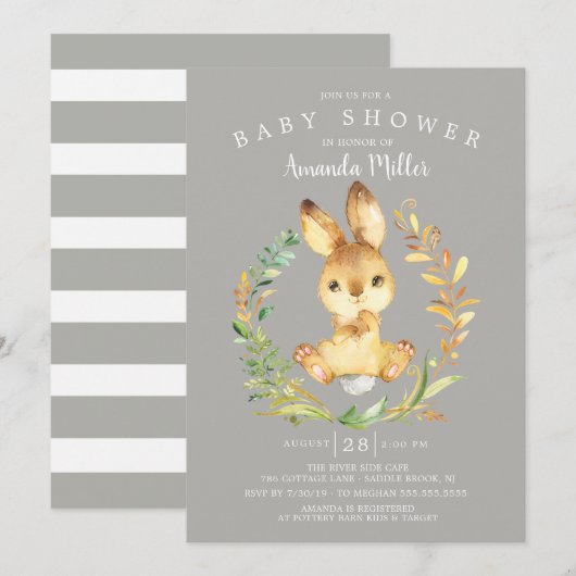 Sweet Baby Bunny Baby shower Kaart (Voorkant / Achterkant)