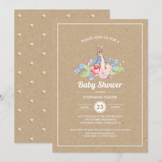 Sweet Baby Bunny baby shower | Konijnenvlees Kaart (Voorkant / Achterkant)