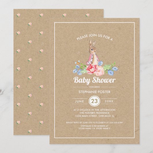 Sweet Baby Bunny baby shower | Konijnenvlees Kaart (Voorkant / Achterkant)