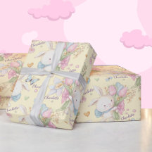 Sweet Baby Bunny met bloemen Personaliseer Naam