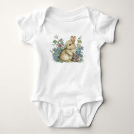 Sweet Baby Bunny met Blue Purple Flowers Romper