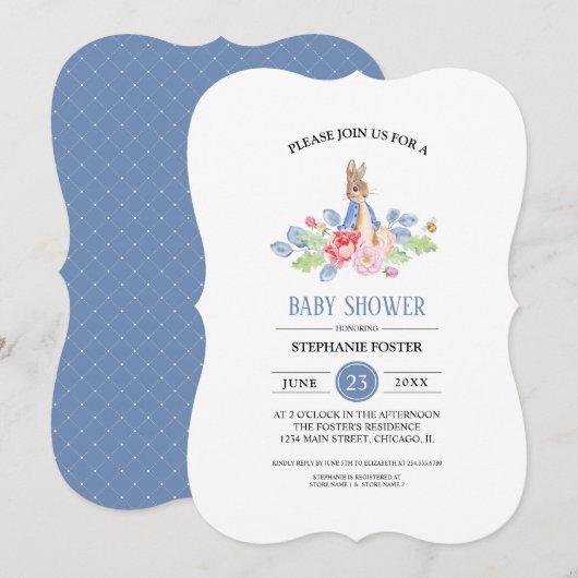 Sweet Baby Bunny | Rabbit Baby Shower-uitnodiginge Kaart (Voorkant / Achterkant)