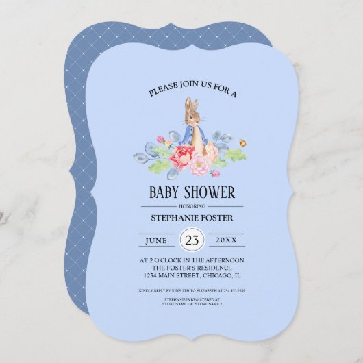 Sweet Baby Bunny | Rabbit Baby Shower-uitnodiginge Kaart (Voorkant / Achterkant)