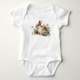 Sweet Baby Bunny Rabbit in een bloemenveld Romper