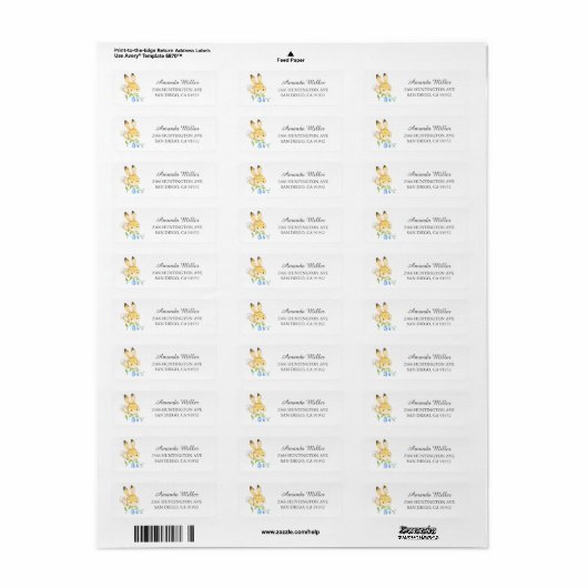 Sweet Baby Bunny Return Address Label (Full Sheet)