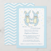 Sweet Baby Bunny Twin Boys Baby shower Uitnodiging (Voorkant / Achterkant)