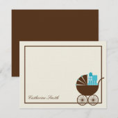 Sweet Baby Carriage Baby Hartelijk dank - Blauw Notitiekaartje (Voorkant / Achterkant)