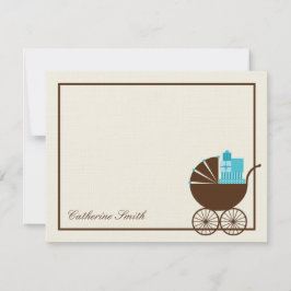 Sweet Baby Carriage Baby Hartelijk dank - Blauw Notitiekaartje
