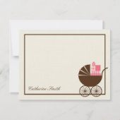 Sweet Baby Carriage Baby Hartelijk dank - Roze Notitiekaartje (Voorkant)
